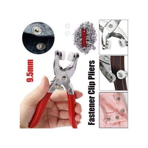 Snap Button Pliers Tool Kit with 50pcs 9.5mm Metal Snap Fasteners – 5-Claw Press Stud Setter for DIY Clothes, Sewing & Fabric Crafts