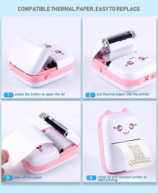 Mini Bluetooth Thermal Printer 57mm – Portable Inkless Photo Printer for Android & iOS, Wireless Label and Sticker Printer