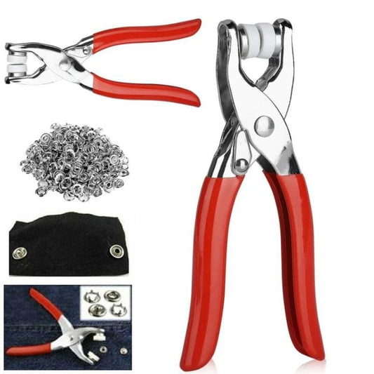 Snap Button Pliers Tool Kit with 50pcs 9.5mm Metal Snap Fasteners – 5-Claw Press Stud Setter for DIY Clothes, Sewing & Fabric Crafts
