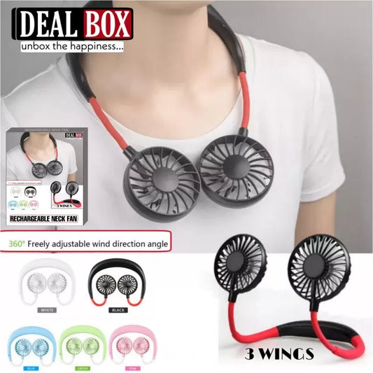 Portable Neck Fan USB Rechargeable – Wearable Hands-Free Mini Fan, Folding Hanging Neckband Fan for Kitchen, Travel & Outdoor Use
